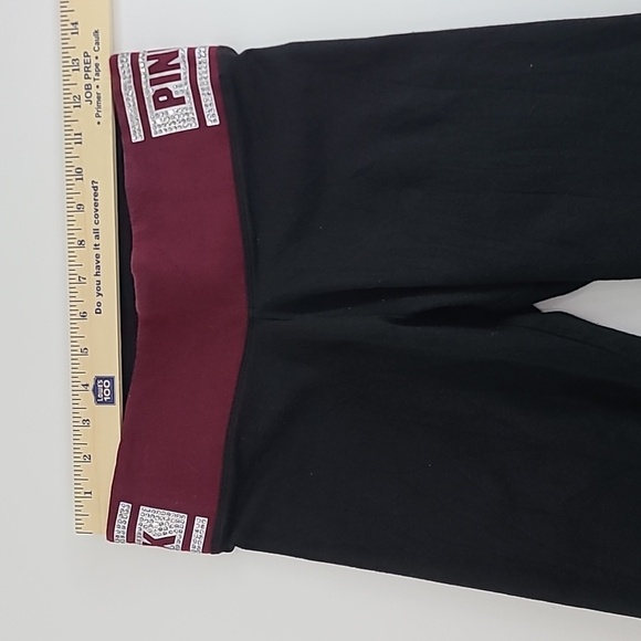 PINK YOGA VICTORIA'S SECRET Black Leggings Bling Rhinestone Logo - Size Small - Picture 11 of 14